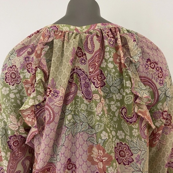 Vici Dress Large Paisley Floral Peasant Ruffle Cottagecore Flowy Short Boho - Picture 12 of 12